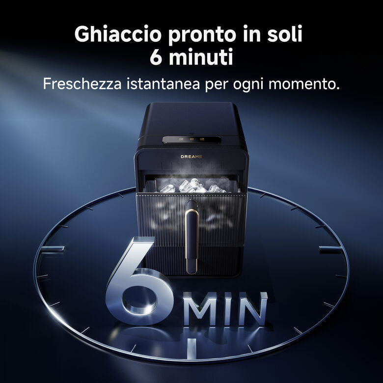 Dreame Aura Macchina per la produzione di cubetti di ghiaccio integrata/indipendente 12 kg/24h Nero, Oro