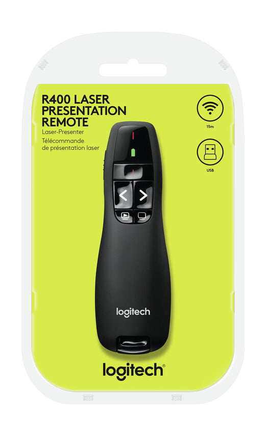 Logitech Wireless Presenter R400 puntatore wireless RF Nero