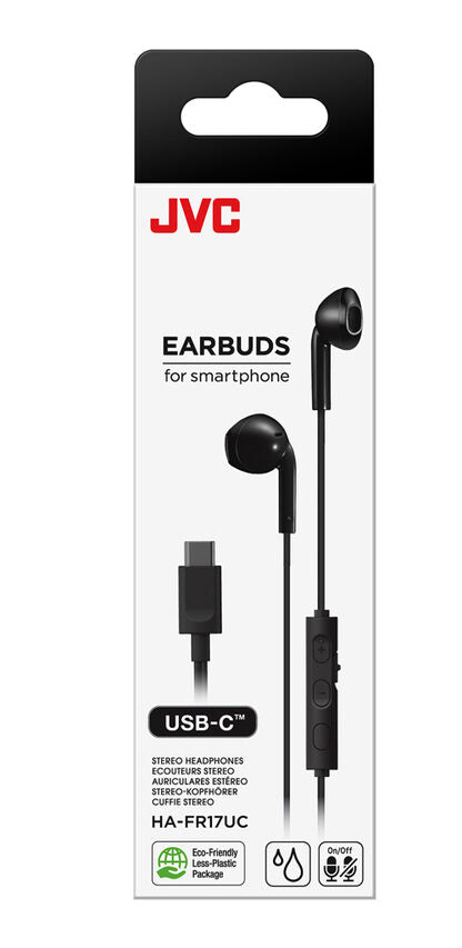 JVC HA-FR17UC Cuffie Cablato In-ear Musica e Chiamate USB tipo-C Nero