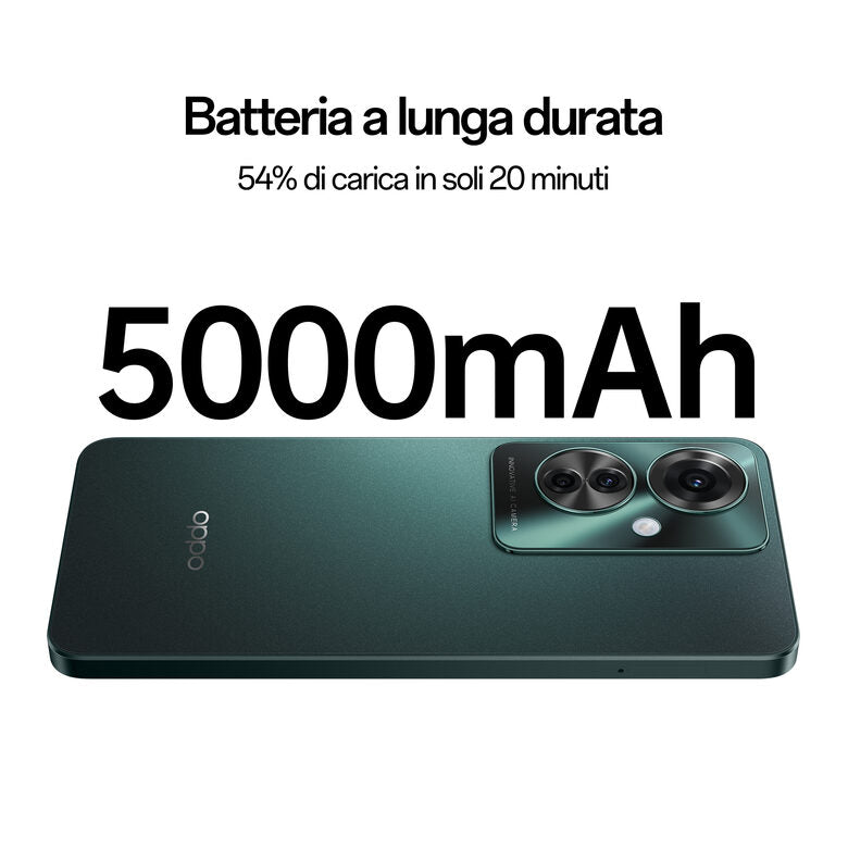 OPPO Reno11 F 5G Smartphone, AI Tripla fotocamera 64+8+2MP, Selfie 32MP, Display 6.7” 120HZ AMOLED FHD+, 5000mAh, RAM 8(Esp4GB/6GB/8GB)+ROM 256GB (esp2TB), [Versione Italia], Palm Green
