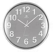 Lowell Justaminute 00816 Orologio da parete in quarzo Cerchio Cromo, Grigio