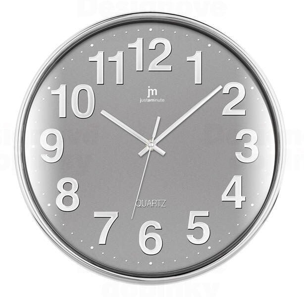 Lowell Justaminute 00816 Orologio da parete in quarzo Cerchio Cromo, Grigio