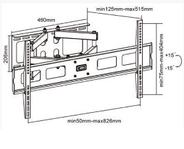 GBC 65.8890.50 Supporto TV a parete 160 cm (63") Nero