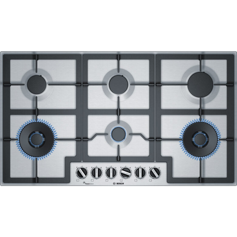 Bosch Serie 6 PCT9A5B90 piano cottura Acciaio inossidabile Da incasso Gas 6 Fornello(i)