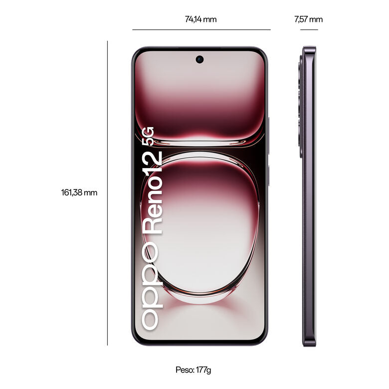 OPPO Reno12 5G AI Smartphone, Tripla fotocamera 50+8+2MP, Selfie 32MP, Display 6.7” 120HZ AMOLED FHD+, 5000mAh, RAM 12GB(Esp4GB/8GB/12GB)+ROM 256GB, [Versione Italia], Black Brown