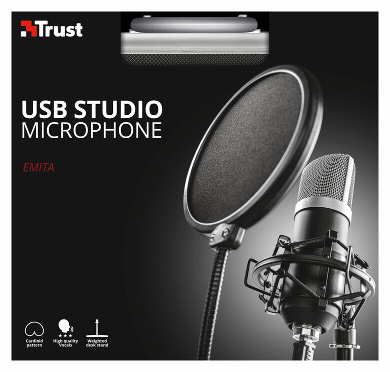 Trust 21753 microfono Nero Microfono da studio