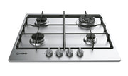 Indesit THP 642 IX/I piano cottura Nero, Acciaio inossidabile Da incasso Gas 4 Fornello(i)