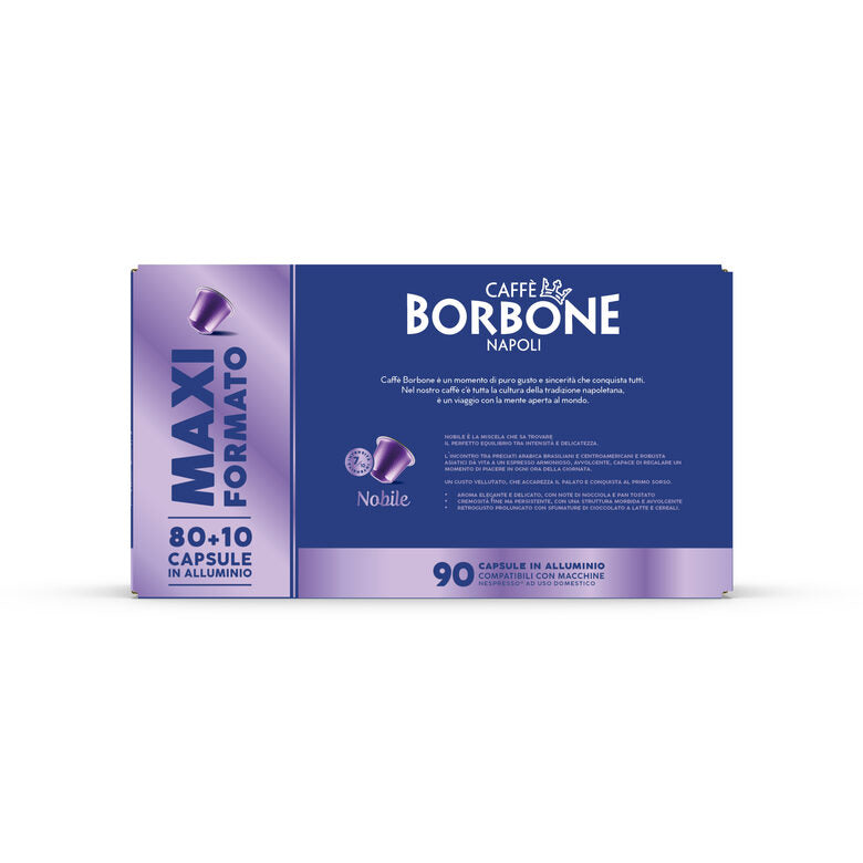 Caffe Borbone 90 Capsule in Alluminio Caffe Compatibile Nespresso Nobile