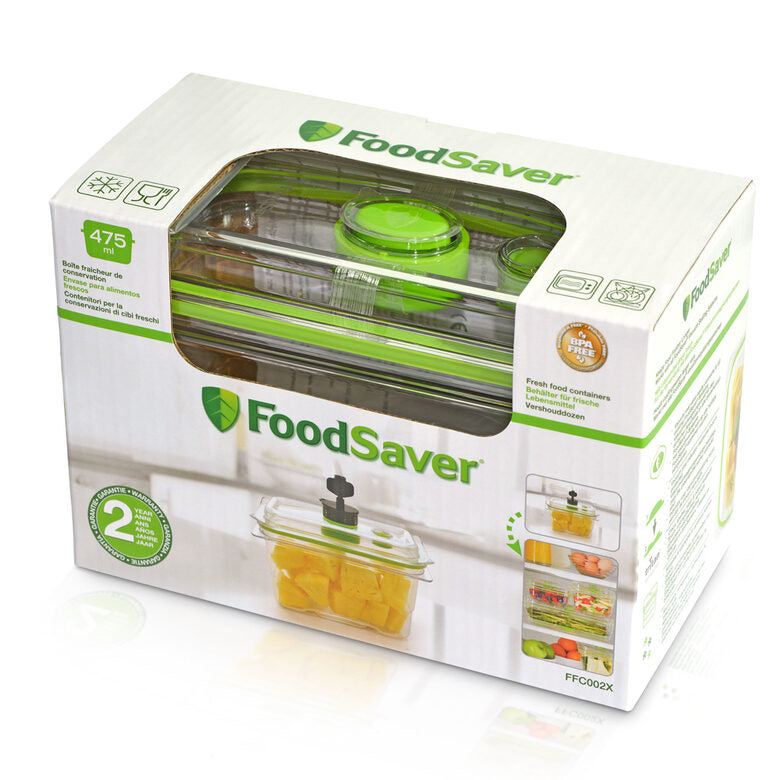 FoodSaver FFC002X recipiente per cibo Rettangolare Scatola 0,47 L Verde, Trasparente 1 pz