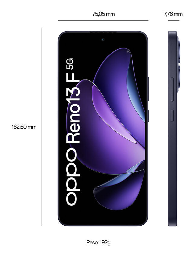 OPPO Reno13 F 5G AI Smartphone, Tripla fotocamera 50+8+2MP, Selfie 32MP, Display 6.67” 120HZ AMOLED FHD+, 5800mAh, RAM 8GB(Esp4GB/6GB/8GB)+ROM 256GB, [Versione Italia], Luminous Blue