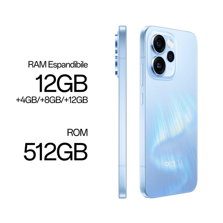 OPPO Reno15 Pro 5G AI Smartphone, Tripla fotocamera 200+50+50MP, Selfie 50MP, Display 6.32” 120HZ AMOLED FHD+, 6200mAh, RAM 12GB(Esp4GB/8GB/12GB)+ROM 512GB [Versione Italia], Aurora Blue