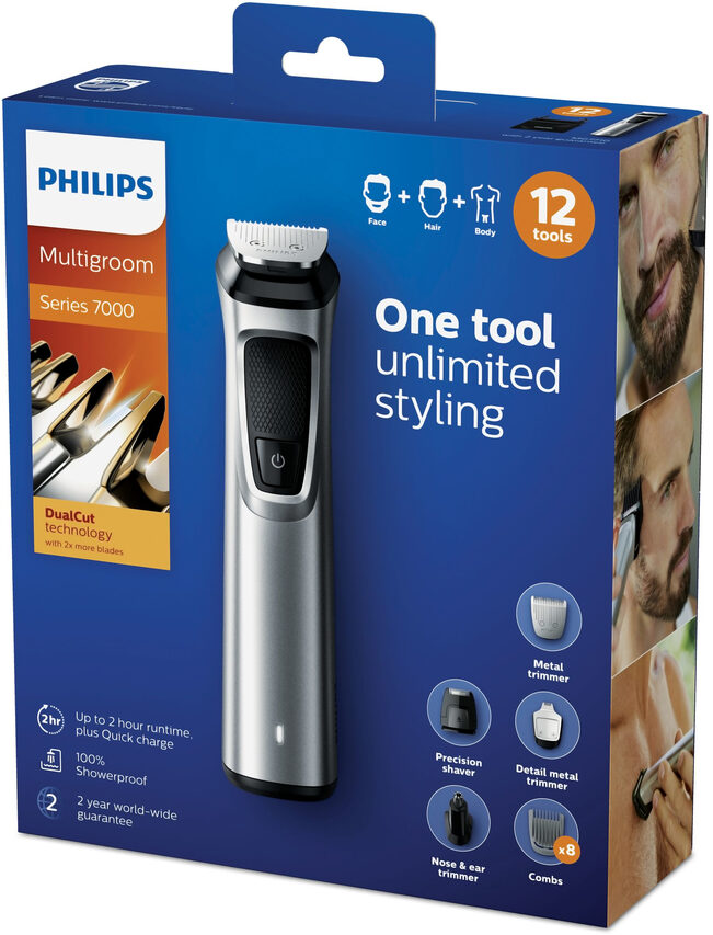 Philips MULTIGROOM Series 7000 12 accessori 12 in 1, Barba, capelli e corpo