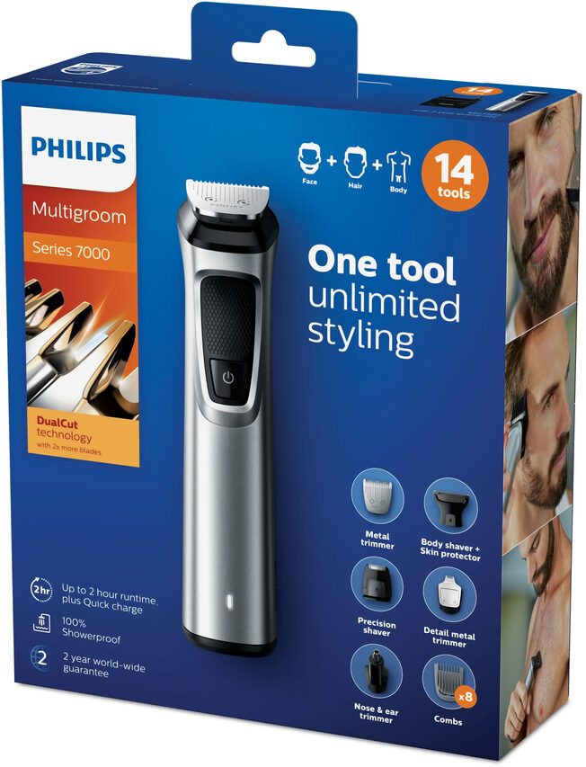 Philips MULTIGROOM Series 7000 14 accessori 14-in-1, barba, capelli e corpo