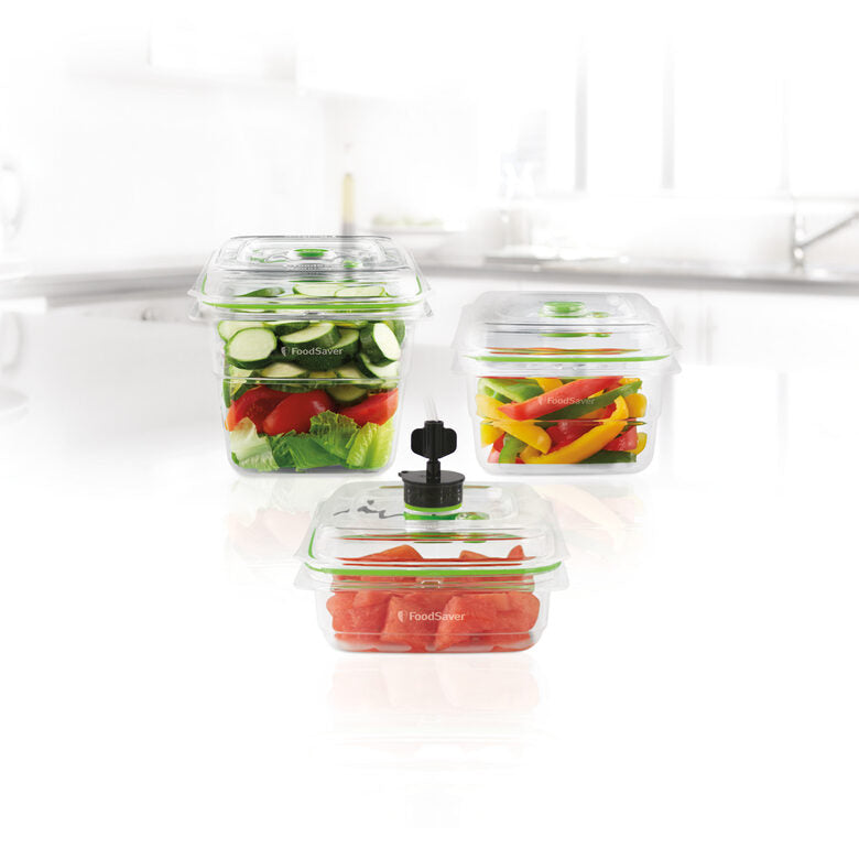 FoodSaver FFC020X-01 recipiente per cibo Rettangolare Scatola 1,8 L Trasparente 3 pz
