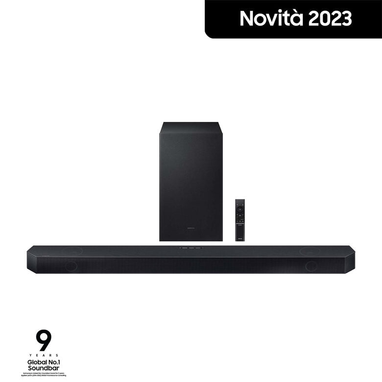 Samsung Soundbar HW-Q700C/ZF Serie Q, 9 speaker, Wireless Dolby Atmos, Audio a 3.1.2 canali, Q-Simphony, Compatibile con Alexa e Google Assistant, Black