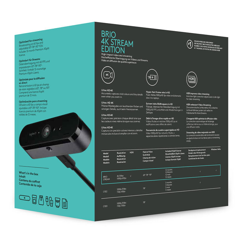 Logitech BRIO STREAM webcam 4096 x 2160 Pixel USB 3.2 Gen 1 (3.1 Gen 1) Nero