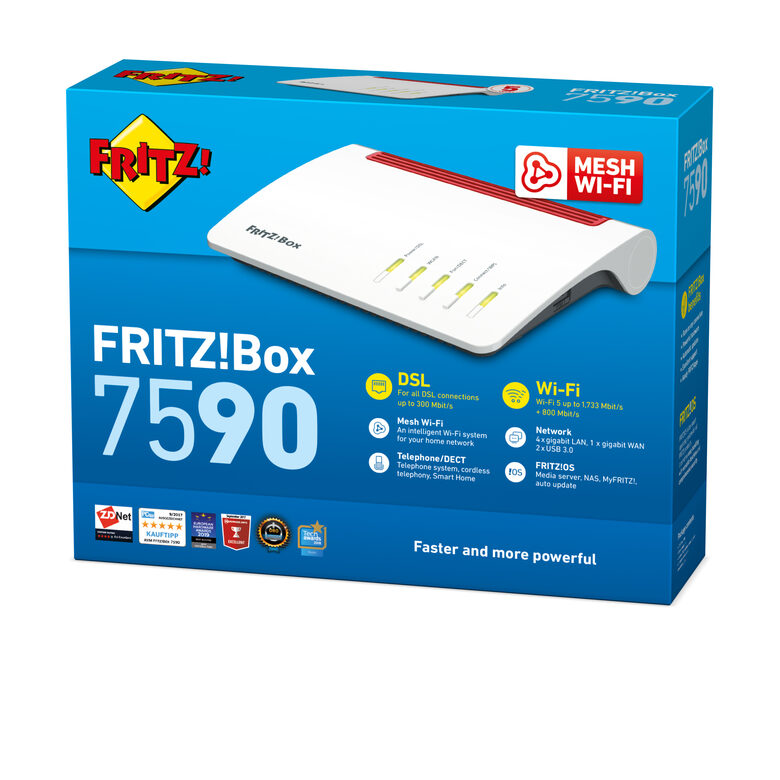 FRITZ! Box 7590 router wireless Gigabit Ethernet Dual-band (2.4 GHz/5 GHz) 3G 4G Bianco