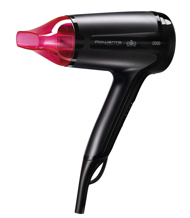 Rowenta CV1612 Handy Dry, Asciugacapelli, 2 impostazioni di temperatura, getto d’aria fretta, concentratore sottile, Nero e Rosa