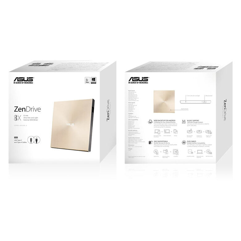 ASUS ZenDrive U9M lettore di disco ottico DVD±RW Oro