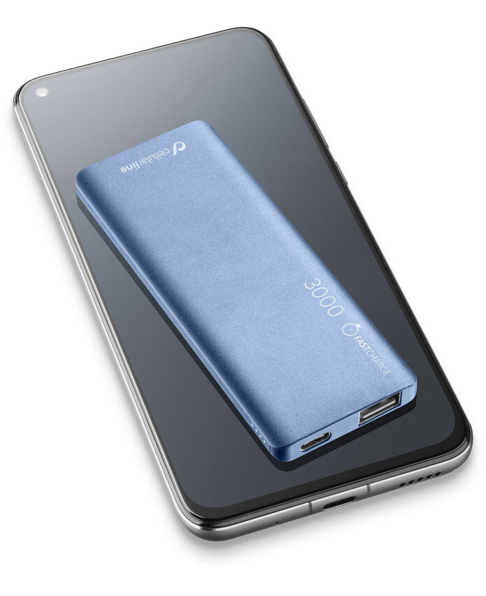 Cellularline FreePower Slim 3000 - Universale Caricabatterie portatile ultrasottile Blu
