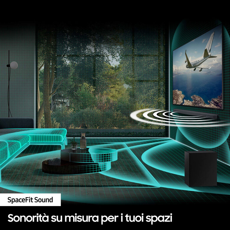 Samsung Soundbar HW-Q700C/ZF Serie Q, 9 speaker, Wireless Dolby Atmos, Audio a 3.1.2 canali, Q-Simphony, Compatibile con Alexa e Google Assistant, Black