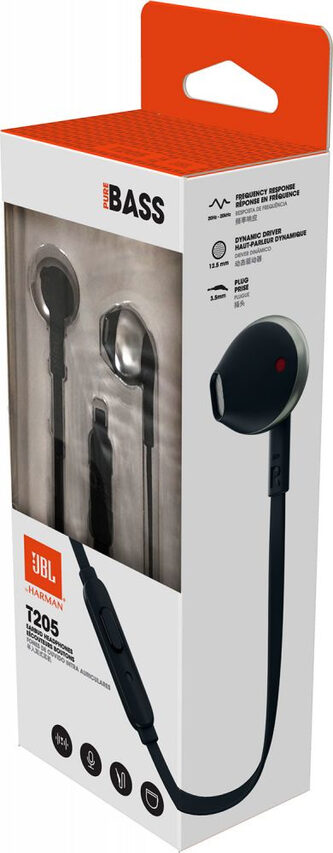 JBL T205 Auricolare Cablato In-ear Musica e Chiamate Nero