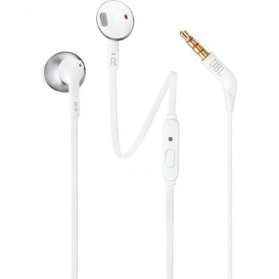 JBL T205 Auricolare Cablato In-ear Musica e Chiamate Cromo, Bianco