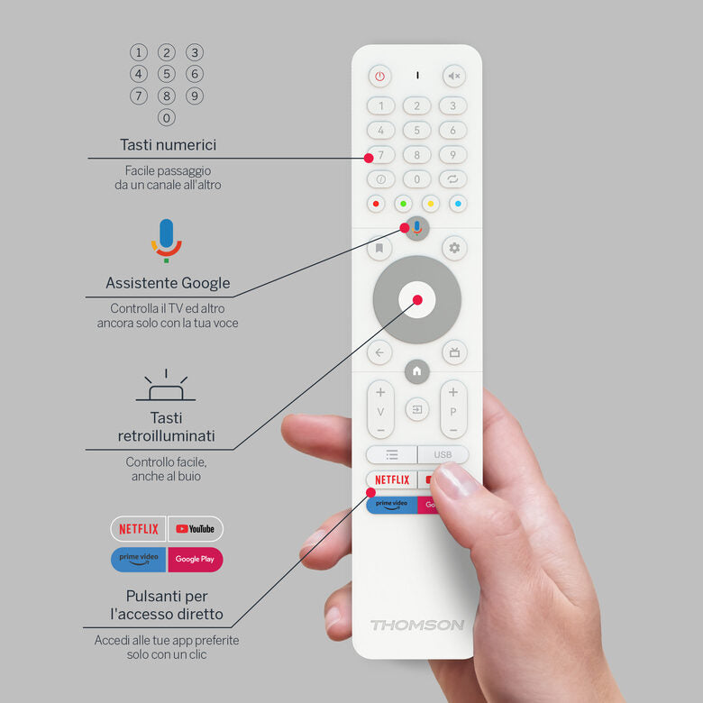 Thomson Go TV portatile 32 pollici bianco Smart TV Android batteria integrata 32HA4M44