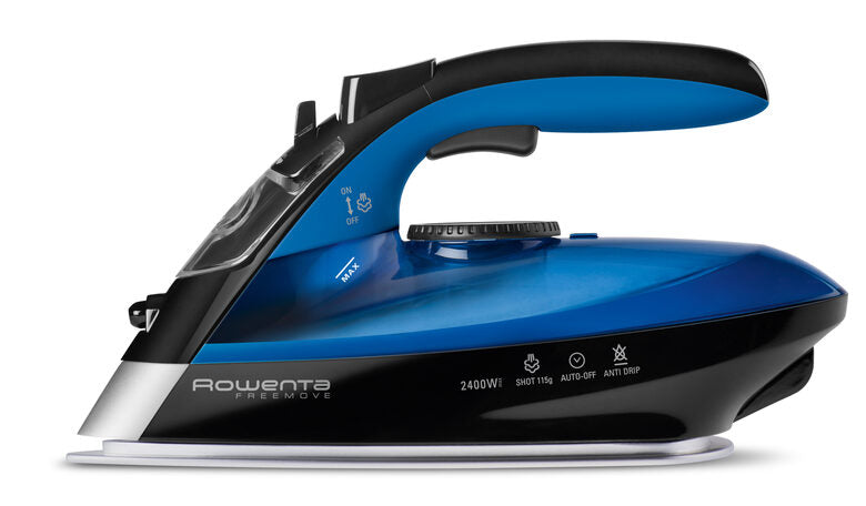 Rowenta DE5010 Freemove Ferro da Stiro a Vapore Senza Filo, 2400W, Quantità di vapore variabile 120 g/min, Nero/Blu