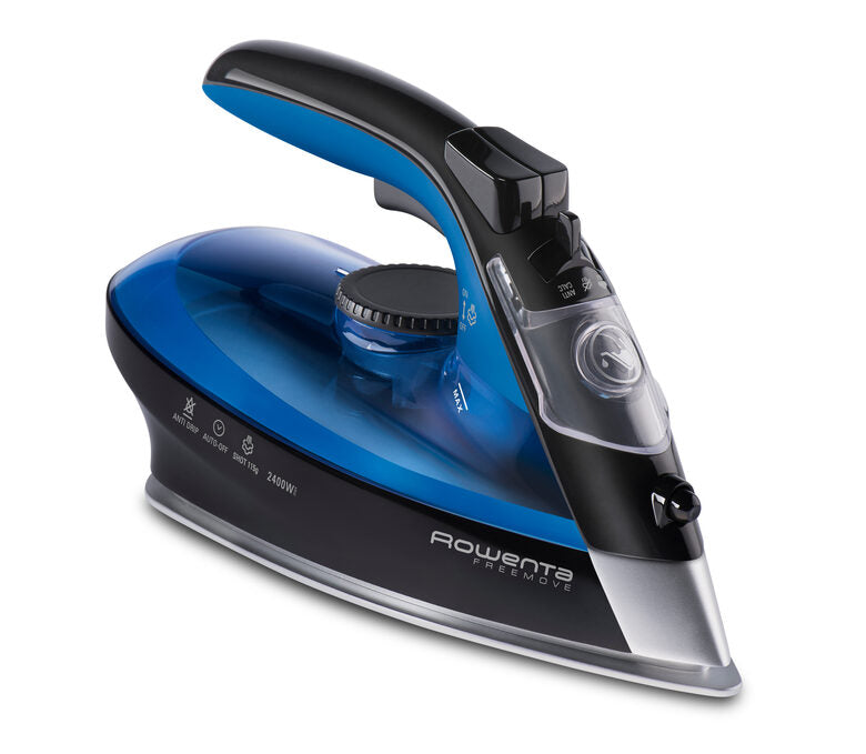 Rowenta DE5010 Freemove Ferro da Stiro a Vapore Senza Filo, 2400W, Quantità di vapore variabile 120 g/min, Nero/Blu