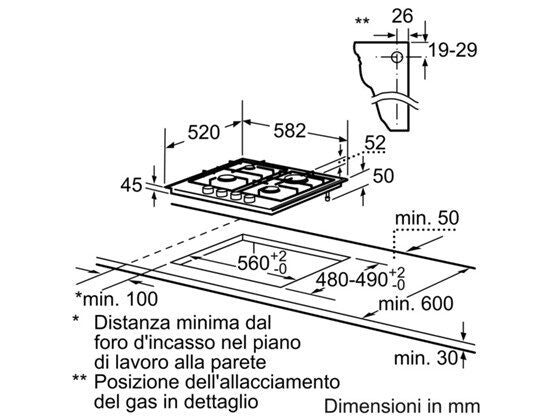 Bosch PCP615B90E piano cottura Acciaio inossidabile Da incasso Gas 4 Fornello(i)