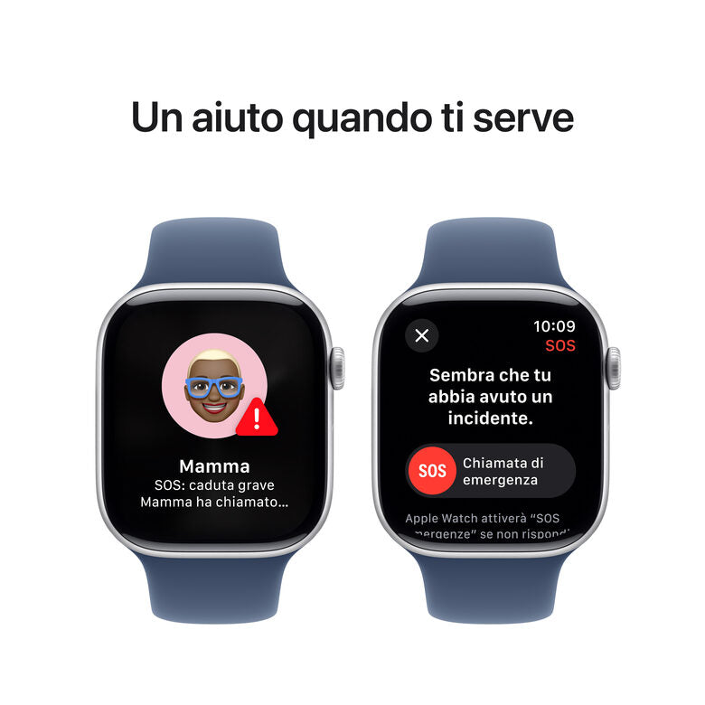Apple Watch Series 10 Serie 10 GPS 46mm Cassa in Alluminio Color Argento con Denim Sport Band - S/M