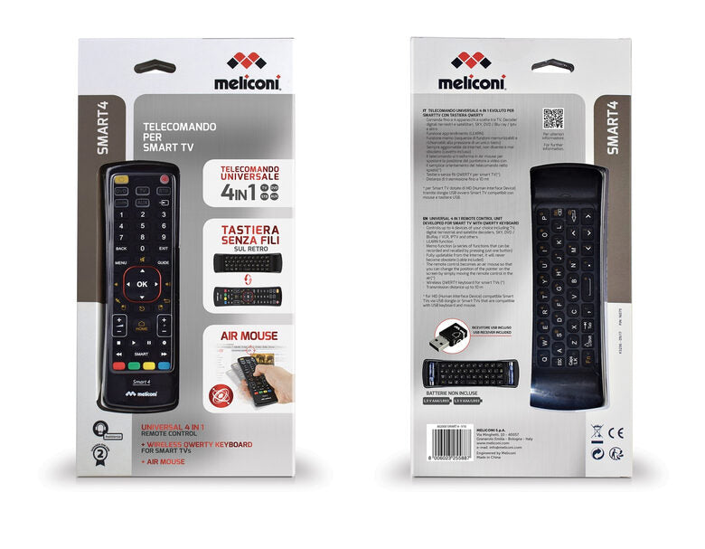 Meliconi Smart 4 telecomando RF Wireless TV, Sintonizzatore TV Pulsanti