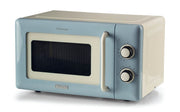 Ariete Linea Vintage 3960 Forno a microonde Vintage, 800W, Capacità 20L, 3 funzioni, 6 livelli di cottura, Timer, Celeste