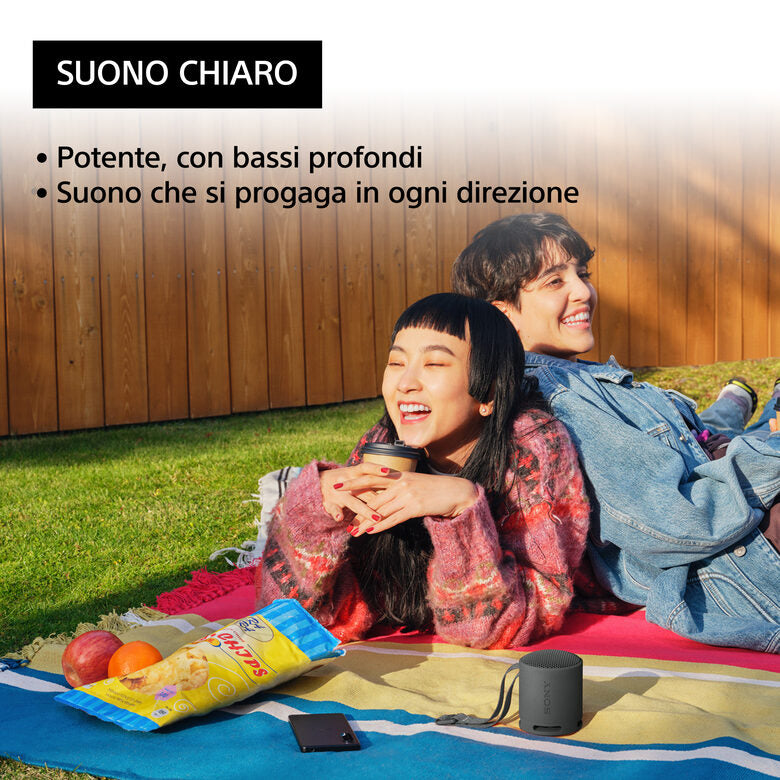 Sony SRS-XB100 - Speaker Wireless Bluetooth, portatile, leggero, compatto, da esterno, da viaggio, resistente IP67 impermeabile e antipolvere, batteria da 16 ore, cinturino versatile, chiama
