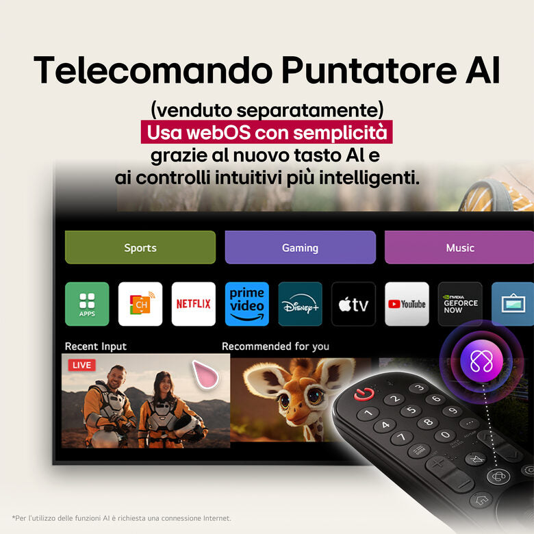 LG UHD AI 50UA73006LA TV Serie UA73 50'' 4K, α7 Gen8, HDR10, 20W, 3 HDMI con Game Optimizer, Smart TV WebOS 25