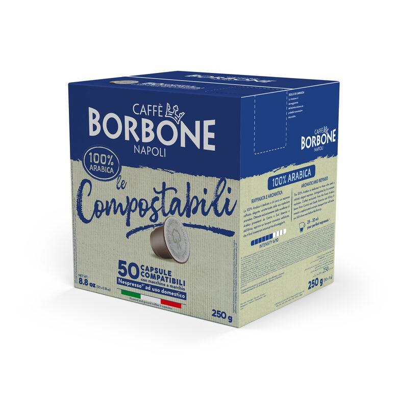 Caffè Borbone Capsule Compatibili Sistema Nespresso - Miscela 100% Arabica Compostabili - Smaltibili In Raccolta Umido - 50 Capsule