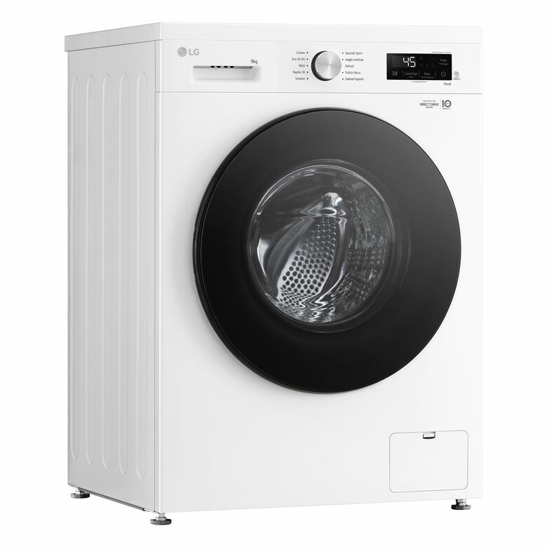 LG F4NX1009NWB Serie X1 Lavatrice Smart A Libera Installazione 9 Kg, 1400 Giri, Wi-Fi, Sistema 6 Motion, Allergy Care, Direct Drive, Classe A, Bianco
