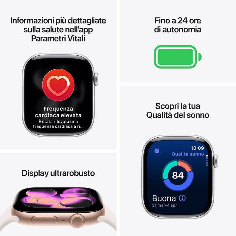 Apple Watch Series 11 GPS 42mm Cassa Alluminio Grigio Siderale con Sport Band Nero - M/L