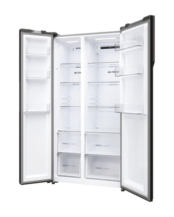 Haier SBS 90 Serie 5 HSR5918DNMP Frigorifero Side By Side Libera Installazione 528 L D Platino, Acciaio inossidabile