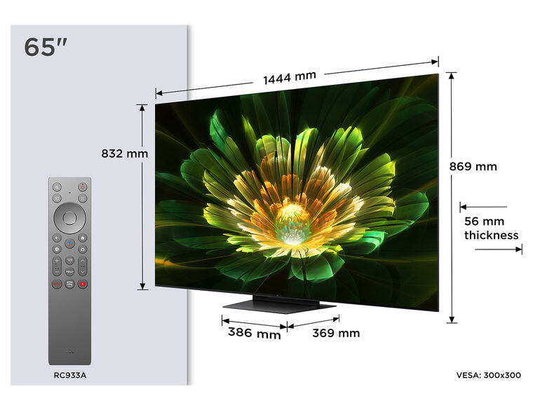 TCL C79K Serie Smart TV QD-MiniLED 4K 65" 65C79K, 144Hz, audio B&O, Dolby Vision IQ & Atmos, Google TV