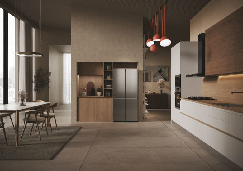 Haier HCR3818ENMM Cube 83 Serie 3 Frigorifero Side By Side Libera Installazione 467 L E Platino Stainless steel