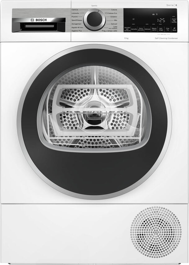 Bosch WQG245D0IT Serie 6 Asciugatrice A Libera Installazione 9 Kg, Pompa Di Calore, Condensatore Autopulente, Auto Dry, Classe C, Bianco