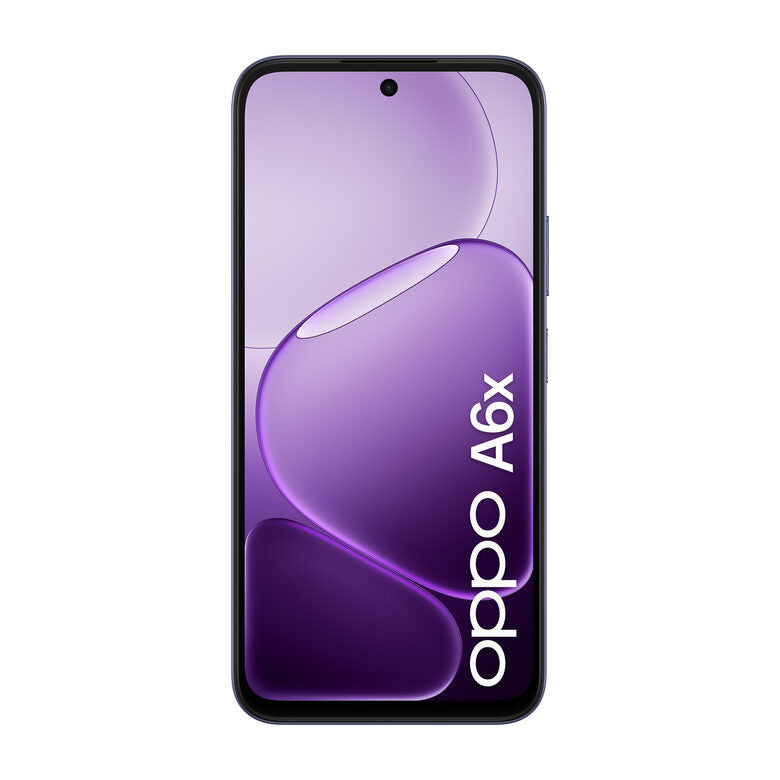 OPPO A6x AI Smartphone, doppia fotocamera 13MP+QVGA, Selfie 5MP, Display 6.75” 120HZ IPS HD+, 6100mAh, RAM 4GB(Esp1GB/2GB/4GB)+ROM 128GB [Versione Italia], Black Purple