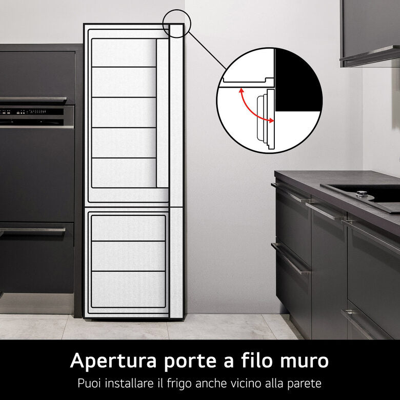 LG GBBW322CEV Frigorifero combinato 70cm, Classe C, 465L, Wi-Fi, Door Cooling, Fresh Converter & Balancer, Black Steel