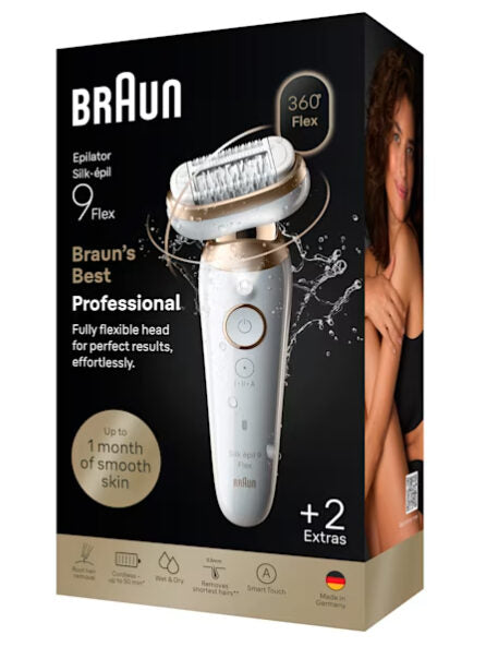 Braun Silk-épil 9 3D SES9-011 Epilatore Wet & Dry Ricaricabile con Testina Flessibile