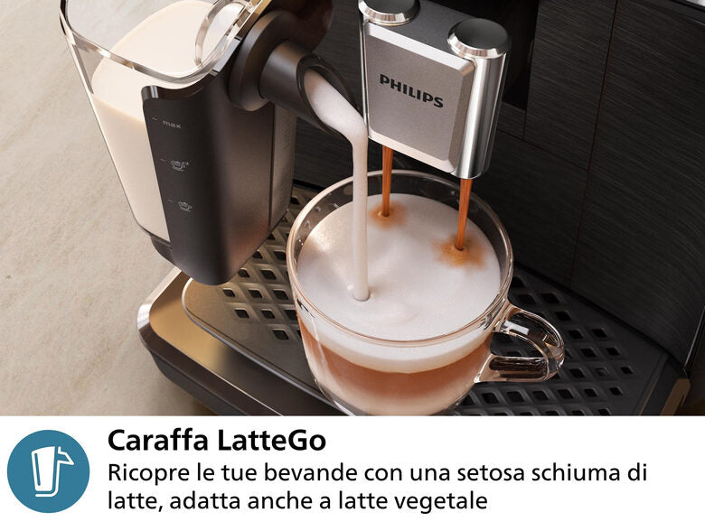 Philips Series 3300 LatteGo EP3347/90 Macchina da caffè automatica, 6 bevande, 1.8 L, cappuccinatore, macine in ceramica