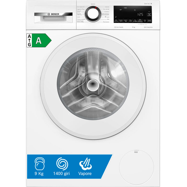 Bosch WGG244Z6IT Serie 6 Lavatrice A Libera Installazione 9 Kg, 1400 Giri, Classe A, Wi-fi, Bianco