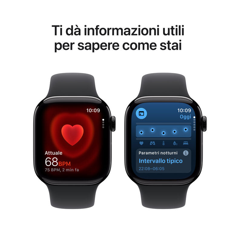 Apple Watch Series 11 GPS 42mm Cassa Alluminio Jet Black con Sport Band Nero - M/L