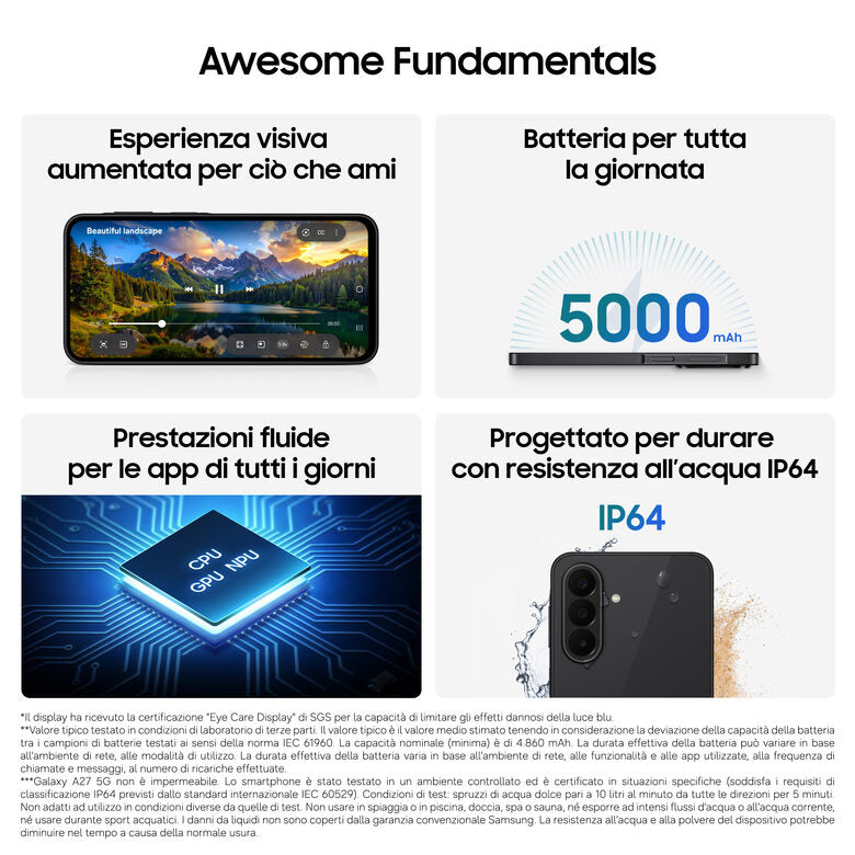 Samsung GALAXY A27 5G 17 cm (6.7") Doppia SIM Android 16.0 USB tipo-C 8 GB 256 GB 5000 mAh Blu